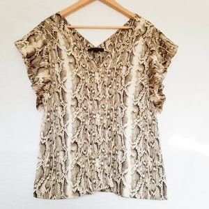 SANCTUARY | snakeskin print ruffle sleeve top